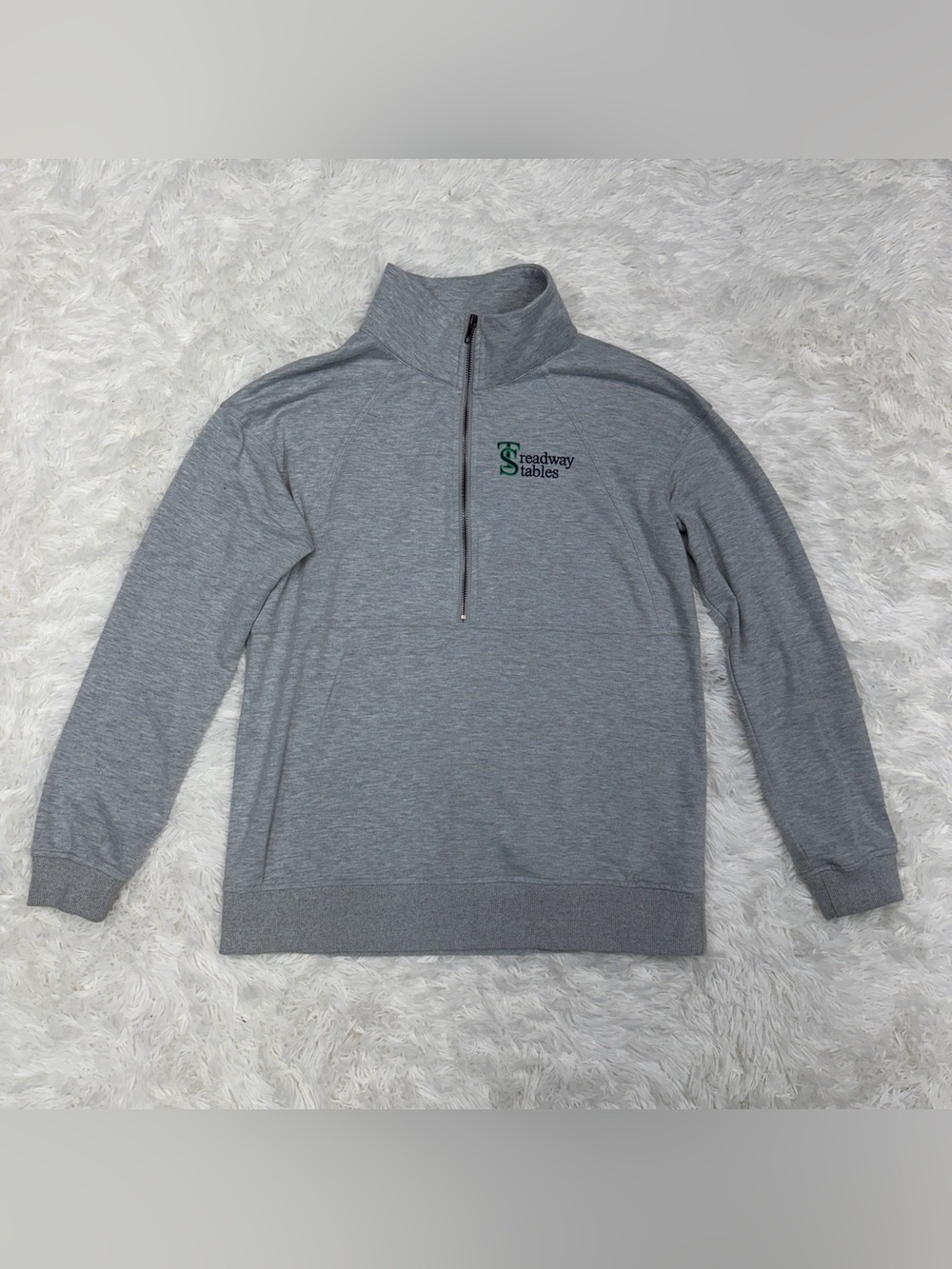 Women’s Large Grey Horseback Riding Quarter Zip Sweater. Monogrammed.